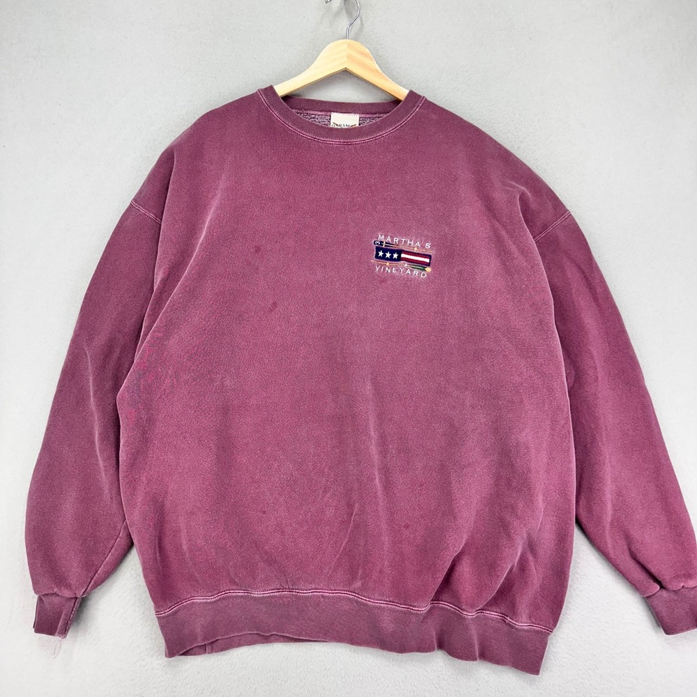 VTG Marthas Vineyard Oarsman Crewneck Sweatshirt Mens XL Mauve Faded Thick Terry